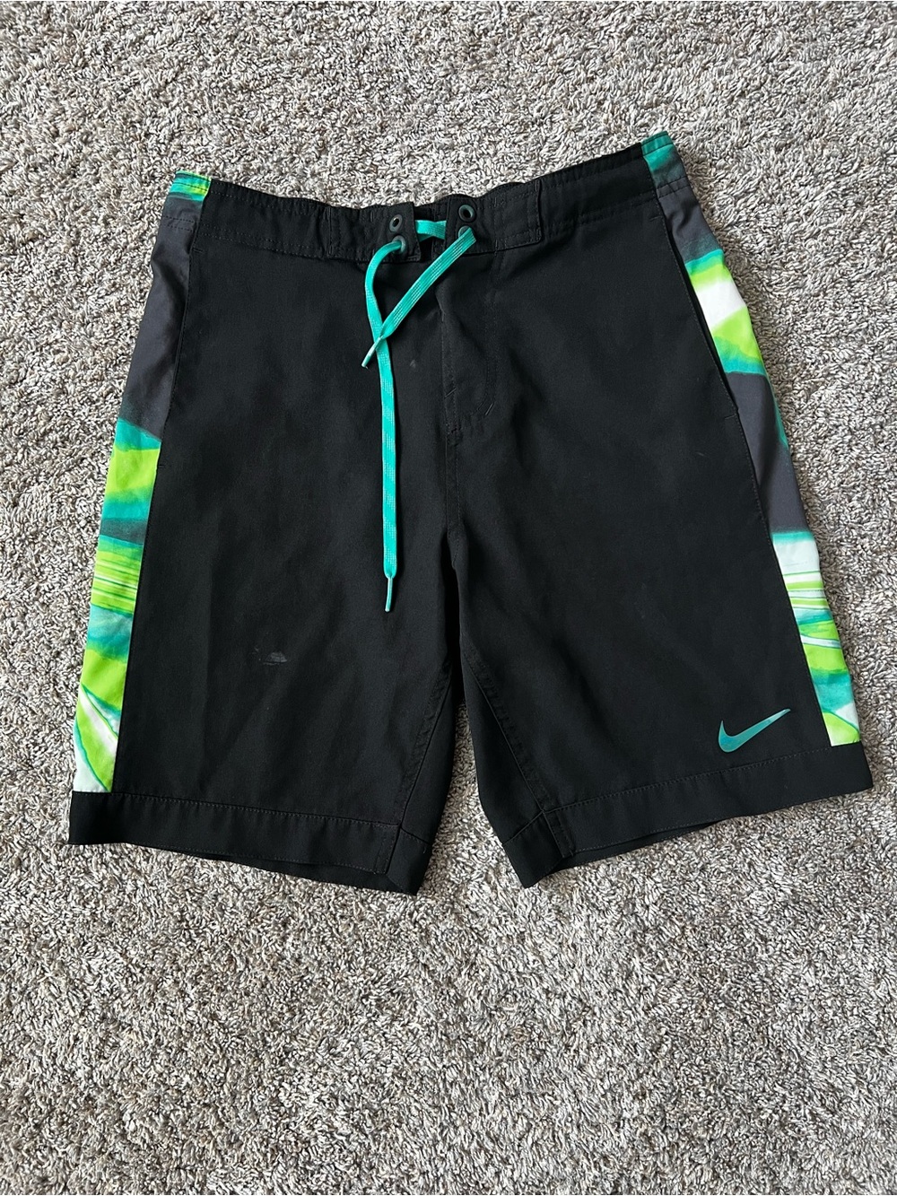 Nike Black Swim Shorts with White Swoosh